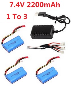 Wltoys WL V913 1 to 3 USB charger set + 3* battery 7.4V 2200mah