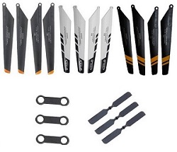 Shcong JXD 350 350V helicopter accessories list spare parts main blades 3 sets (Upgrade White + Orange + Yellow) + 3*connect buckle and tail blade