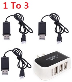 JJRC H37 H37W E50 E50S 3*USB charger wire with 1 to 3 USB charger adapter set