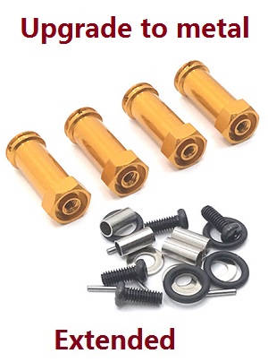 Shcong Wltoys 104001 RC Car accessories list spare parts 30mm extension 12mm hexagonal hub drive adapter combination coupler (Metal) Gold