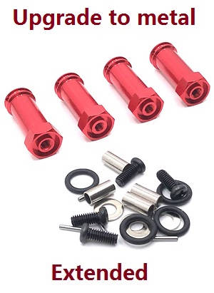 Shcong Wltoys 104001 RC Car accessories list spare parts 30mm extension 12mm hexagonal hub drive adapter combination coupler (Metal) Red