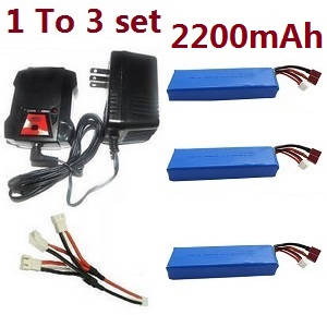 Wltoys 104002 1 to 3 charger set + 3*7.4V 2200mAh battery set