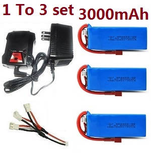 Wltoys 104002 1 to 3 charger set + 3*7.4V 3000mAh battery set