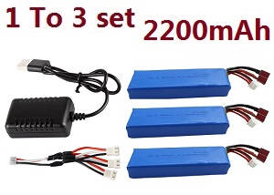 Wltoys 104002 1 to 3 USB set + 3*7.4V 2200mAh battery set