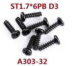 Shcong Wltoys XK 104009 RC Car accessories list spare parts screws set ST1.7*6 PB D3 A303-32 - Click Image to Close