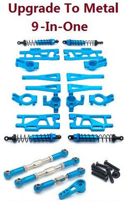 Shcong Wltoys XK 104009 RC Car accessories list spare parts 9-In-one upgrade to metal parts kit (Blue)