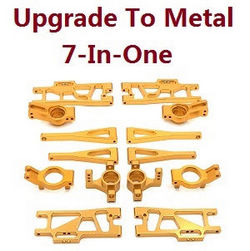 Shcong Wltoys XK 104009 RC Car accessories list spare parts 7-In-one upgrade to metal parts kit (Gold)