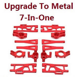 Shcong Wltoys XK 104009 RC Car accessories list spare parts 7-In-one upgrade to metal parts kit (Red)