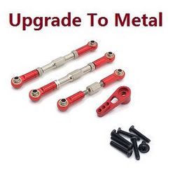 Wltoys XK 104019 connect rod set and servo arm upgrade to metal (Red)