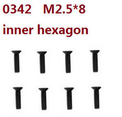 Shcong Wltoys 10428-2 RC Car accessories list spare parts flat head inner hexagon screws M2.5*8 0342 8pcs - Click Image to Close