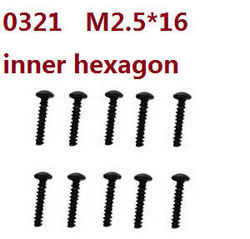 Shcong Wltoys 10428-A2 RC Car accessories list spare parts pan head inner hexagon screws M2.5*16 10pcs 0321 - Click Image to Close
