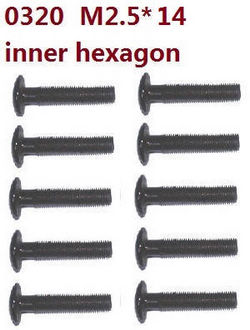 Shcong Wltoys 10428-C2 RC Car accessories list spare parts pan head inner hexagon screws M2.5*14 10pcs 0320 - Click Image to Close