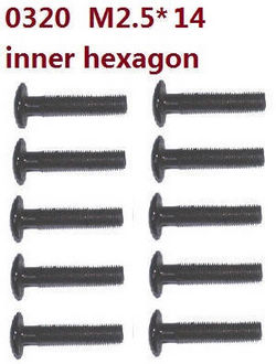 Shcong Wltoys 10428-B2 RC Car accessories list spare parts pan head inner hexagon screws M2.5*14 10pcs 0320 - Click Image to Close