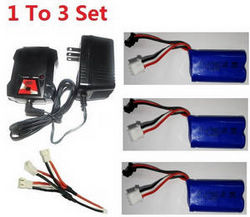 Shcong Wltoys 10428-D 10428-E RC Car accessories list spare parts 1 to 3 charger box set + 3*7.4V 380mAh battery set