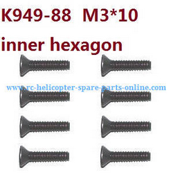 Shcong Wltoys 10428-C2 RC Car accessories list spare parts flat head inner hexagon allen screws M3*10 K949-88 8pcs