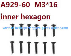 Shcong Wltoys K949 RC Car accessories list spare parts inner hexagon countersunk head screws M3*16 A929-60 10pcs