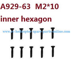 Shcong Wltoys 10428-2 RC Car accessories list spare parts inner hexagon countersunk head screws M2*10 A929-63 10pcs - Click Image to Close
