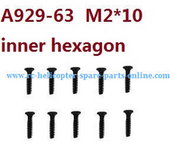 Shcong Wltoys 10428-C RC Car accessories list spare parts inner hexagon countersunk head screws M2*10 A929-63 10pcs - Click Image to Close