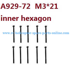 Shcong Wltoys 10428-A RC Car accessories list spare parts inner hexagon round head screws M3*21 A929-72 10pcs
