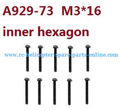 Shcong Wltoys 10428-C RC Car accessories list spare parts inner hexagon round head screws M3*16 A929-73 10pcs