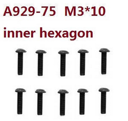 Shcong Wltoys 10428-A2 RC Car accessories list spare parts inner hexagon head eyelet with rith referral automatic screws M3*10 A929-75 10pcs - Click Image to Close