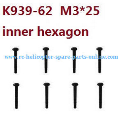 Shcong Wltoys 10428-C2 RC Car accessories list spare parts inner hexagon pan head hex socket screws M3*25 K939-62 8pcs