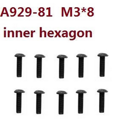 Shcong Wltoys 10428 RC Car accessories list spare parts inner hexagon pan head hex socket screws M3*8 A929-81 8pcs - Click Image to Close