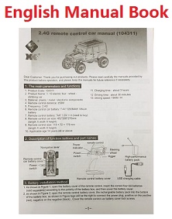 Shcong Wltoys 104311 RC Car accessories list spare parts English manual book