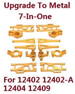 Shcong Wltoys 12401 12402 12402-A 12403 12404 RC Car accessories list spare parts upgrade to metal 7-In-One group (metal Gold color)