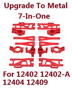 Shcong Wltoys 12409 RC Car accessories list spare parts upgrade to metal 7-In-One group (metal Red color)