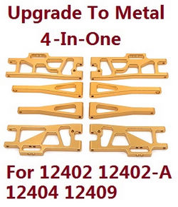 Shcong Wltoys 12401 12402 12402-A 12403 12404 RC Car accessories list spare parts upgrade to metal 4-In-One group (metal Gold color)