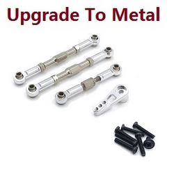 Shcong Wltoys 12401 12402 12402-A 12403 12404 RC Car accessories list spare parts upgrade to metal connect rod and servo arm (metal Silver color)