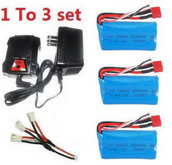 Shcong Wltoys 12401 12402 12402-A 12403 12404 RC Car accessories list spare parts 1 to 3 charger set + 3*7.4V 1500mAh battery set