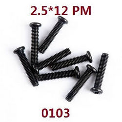 Shcong Wltoys 124012 124011 RC Car accessories list spare parts pan head screws M2.5*12 0103 - Click Image to Close