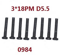 Shcong Wltoys 124012 124011 RC Car accessories list spare parts cross round head step screw machine teeth M3*18 0984