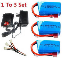 Shcong Wltoys 124012 124011 RC Car accessories list spare parts 1 to 3 charger set + 3*7.4V 1800mAh battey set - Click Image to Close