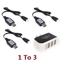 Shcong Wltoys 124012 124011 RC Car accessories list spare parts 1 to 3 charger adapter with 3*USB charger wire - Click Image to Close