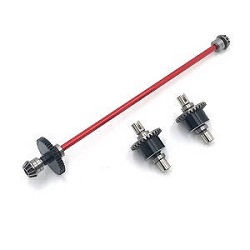 Shcong Wltoys 124017 RC Car accessories list spare parts main drving shaft with gears and differential module Metal Red - Click Image to Close