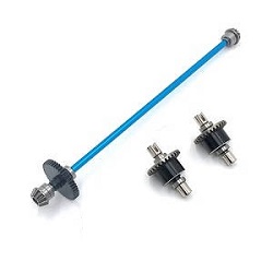 Shcong Wltoys 124017 RC Car accessories list spare parts main drving shaft with gears and differential module Metal Blue - Click Image to Close