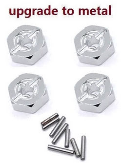 Shcong Wltoys 124016 RC Car accessories list spare parts hexagon adapter Metal Silver - Click Image to Close