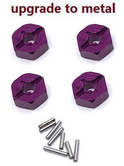 Shcong Wltoys 144002 RC Car accessories list spare parts hexagon adapter Metal Purple - Click Image to Close