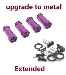 Shcong Wltoys 124019 RC Car accessories list spare parts 30mm extension 12mm hexagonal hub drive adapter combination coupler (Metal) Purple - Click Image to Close