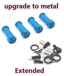 Shcong Wltoys 124017 RC Car accessories list spare parts 30mm extension 12mm hexagonal hub drive adapter combination coupler (Metal) Blue - Click Image to Close