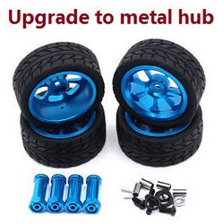 Shcong Wltoys XK 144010 RC Car accessories list spare parts front and rear tires with hexagon adapter set (Metal) Blue