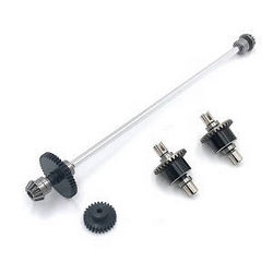 Shcong Wltoys 124019 RC Car accessories list spare parts main drving shaft with gears and differential module Metal Silver - Click Image to Close