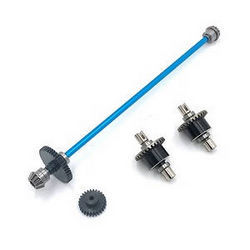 Shcong Wltoys 124019 RC Car accessories list spare parts main drving shaft with gears and differential module Metal Blue - Click Image to Close