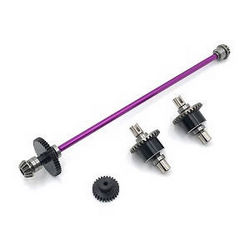 Shcong Wltoys 144002 RC Car accessories list spare parts main drving shaft with gears and differential module Metal Purple - Click Image to Close