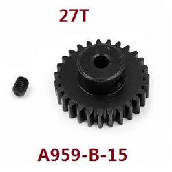 Shcong Wltoys 124018 RC Car accessories list spare parts motor driven gear 27T A959-B-15 Black - Click Image to Close