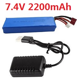 * Hot Deal * Wltoys 124016 7.4V 2200mAh battery with USB charger wire