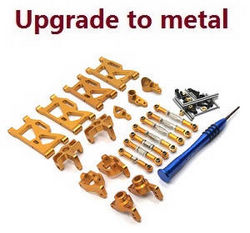 Shcong Wltoys 144002 RC Car accessories list spare parts 7-IN-1 upgrade to metal kit Gold